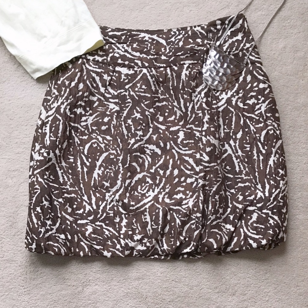 Banana Republic Brown and Cream Silk Tulip Skirt